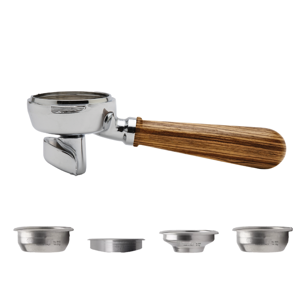 Lelit58 Portafilter – 58 mm with Spouts – 2-way, Zebrano