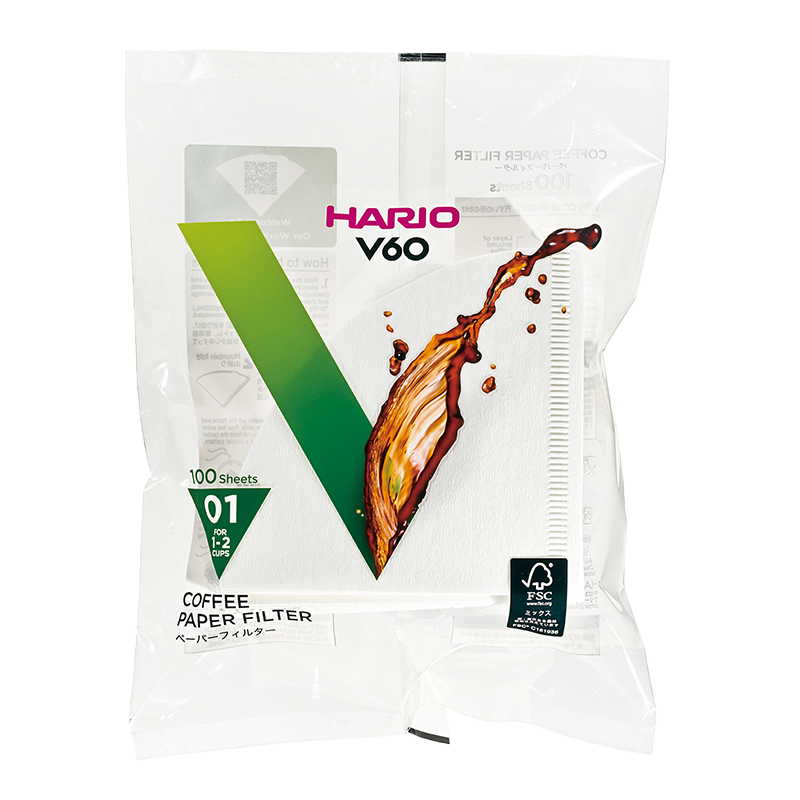 Filtres papier Hario V60, blancs, taille 01